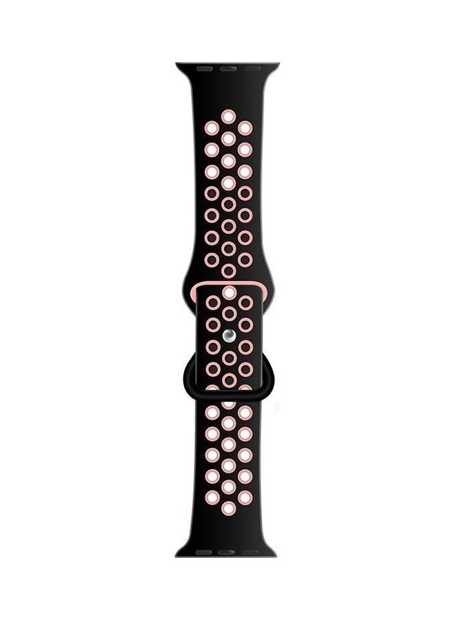 HuHa Replacement Watchband For Apple Watch Series 7 41mm/6 u0026 SE u0026 5 u0026 4 40mm/3 u0026 2 u0026 1 38mm Black/Light Pink - Image 1