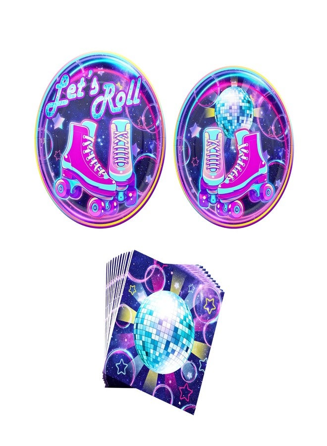بلو أورتشدس أطباق ومناديل حفلات التزلج على العجلات من بلو أورتشاردز (52 قطعة تكفي 20 ضيفًا) - مستلزمات حفلات التزلج على العجلات، مستلزمات حفلات التسعينيات، أطباق ومناديل مزينة برسومات التزلج، زينة حفلات التزلج للبنات - Image 2