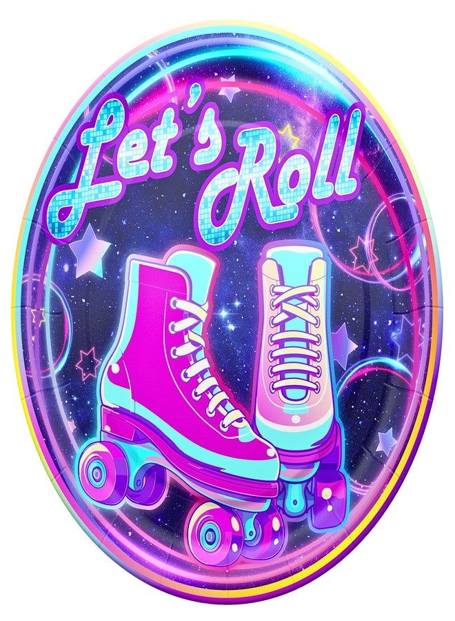 بلو أورتشدس أطباق ومناديل حفلات التزلج على العجلات من بلو أورتشاردز (52 قطعة تكفي 20 ضيفًا) - مستلزمات حفلات التزلج على العجلات، مستلزمات حفلات التسعينيات، أطباق ومناديل مزينة برسومات التزلج، زينة حفلات التزلج للبنات - Image 4