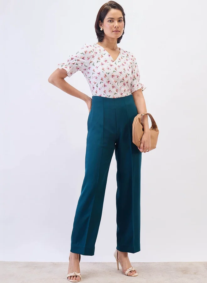 سولت اتاير SALT ATTIRE Floral Print Puff Sleeve Top