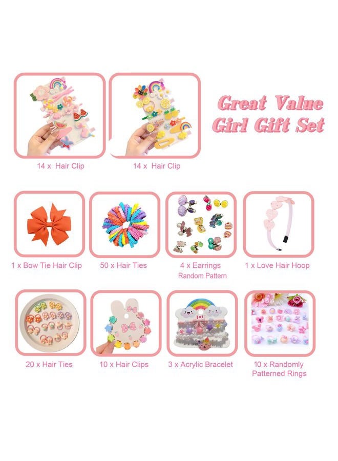 SeunKieer Jewelry Box with Hair Accessories for Girls, Hair Clips/Barrettes/Hair Ties/Bows/Toy Rings/Bracelets/Earrings/Hair Ropes/Hair Elastics, Gift Toys for Teen, Girls aged 4 5 6 7 8-12 - Image 2