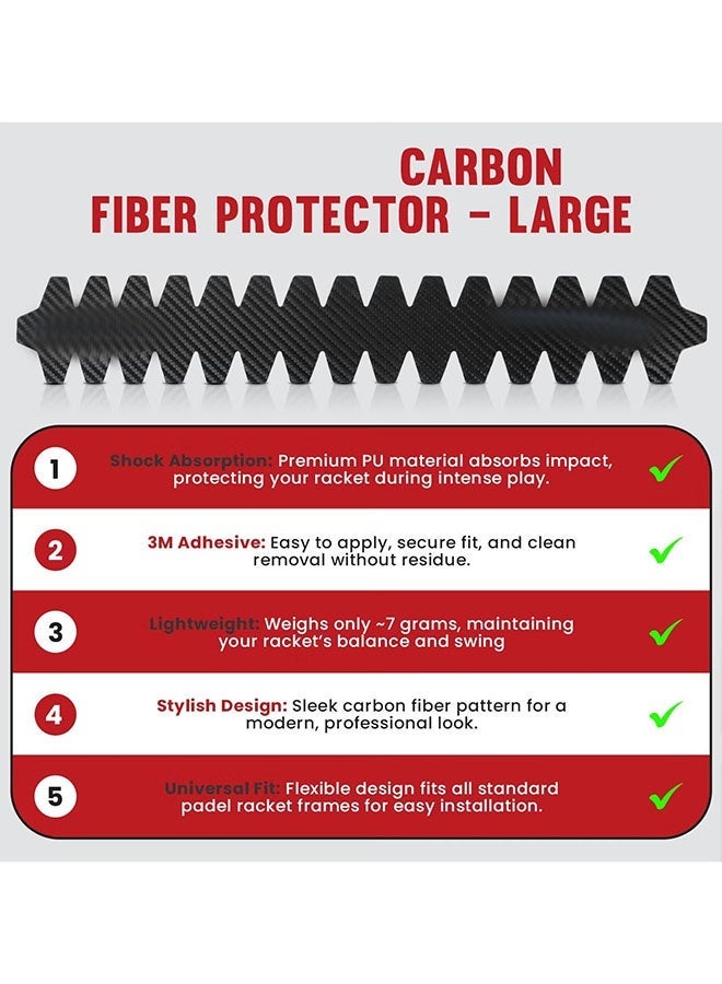 general Racket Protector, Carbon Fiber Texture – Large |  Lightweight & Durable for Maximum Edge Protection | Universal Fit, Easy to Apply - Image 3
