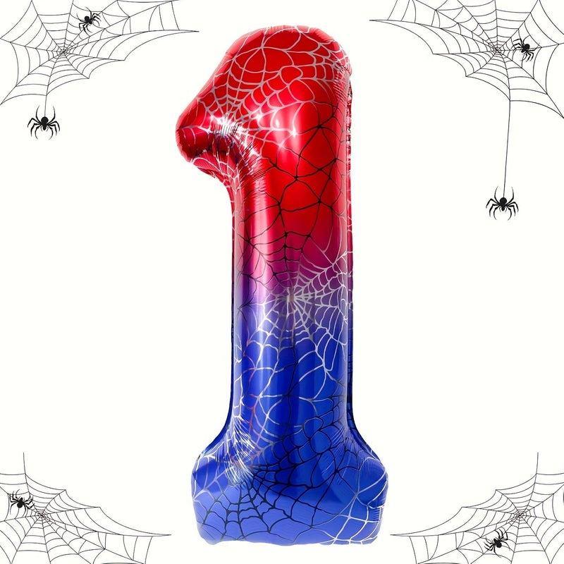 1pc 40 Inches Red Blue Spider Web Number 5 Heroic Birthday Balloon - Image 4