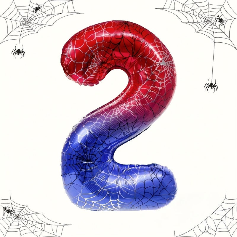 1pc 40 Inches Red Blue Spider Web Number 5 Heroic Birthday Balloon - Image 5