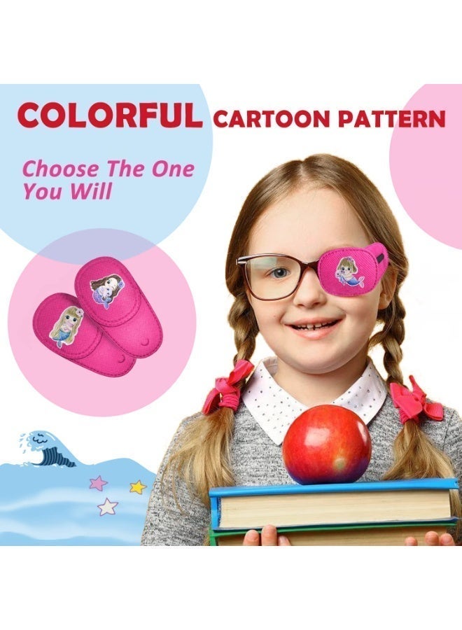 Peachjoy Eye Patches for Kids Girls Boys, 6 Pcs Styles Eye Patch for Glasses Kids Reusable Eye Patch for Treating Lazy Eye Amblyopia Strabismus, Pink (Pink Mermaid, Right Eye) - Image 3