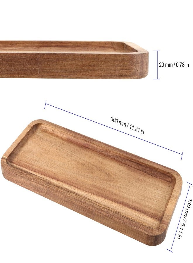 FUNSUEI 11.8 x 5.1 Inches Set of 6 Wooden Serving Platters, Acacia Wooden Serving Trays with Grooved Design, Rectangular Wood Platters for Fruit, Cookie, Bread, Vegetable, Salad - Image 2