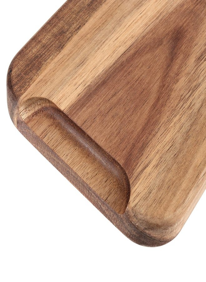 FUNSUEI 11.8 x 5.1 Inches Set of 6 Wooden Serving Platters, Acacia Wooden Serving Trays with Grooved Design, Rectangular Wood Platters for Fruit, Cookie, Bread, Vegetable, Salad - Image 3