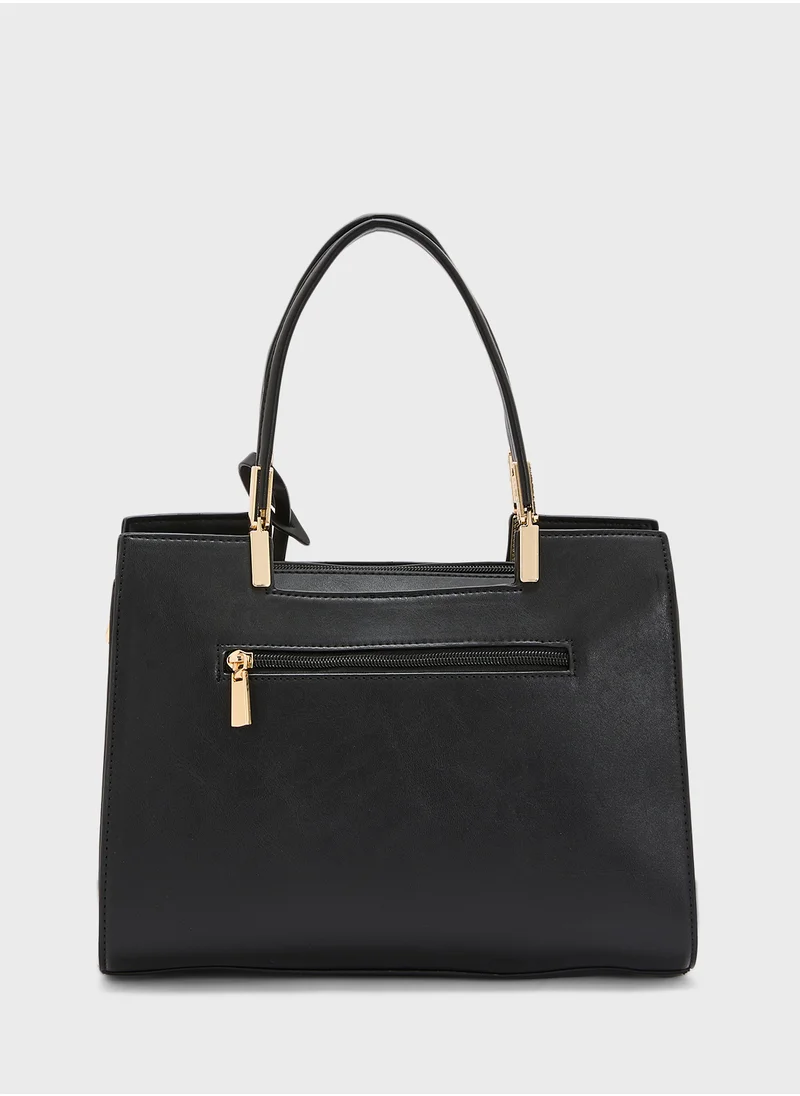 خزانة Stitch Detail Satchel Bag With Fob