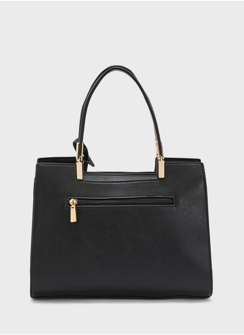 Khizana Stitch Detail Satchel Bag With Fob  - Image 2