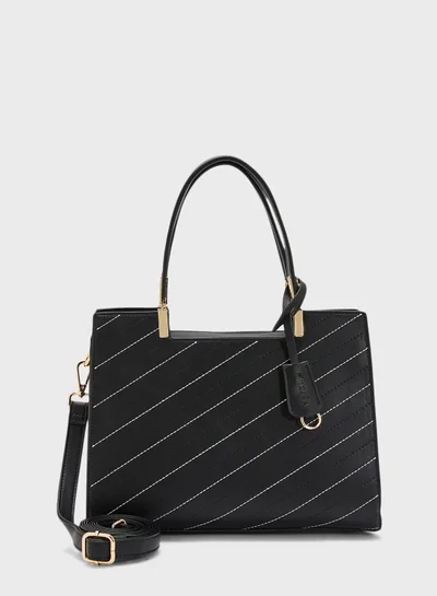 Khizana Stitch Detail Satchel Bag With Fob
