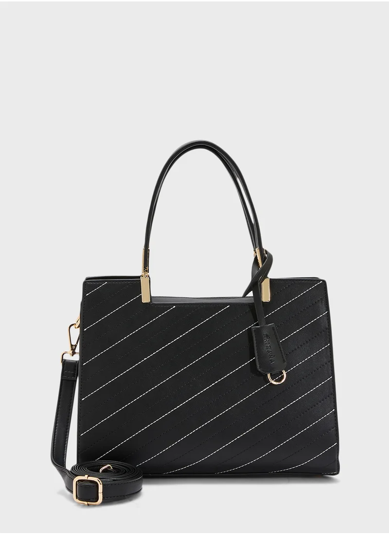 خزانة Stitch Detail Satchel Bag With Fob