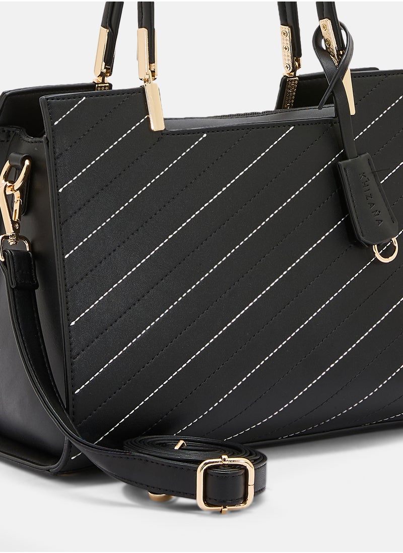 Khizana Stitch Detail Satchel Bag With Fob  - Image 4