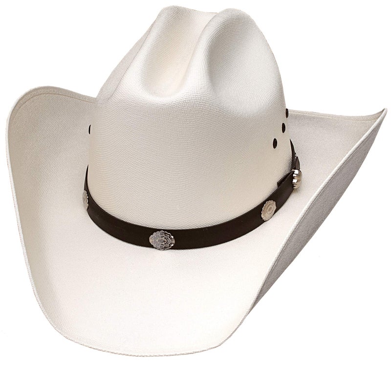 Western Express Natural Straw Cowboy Hat - Cattleman Style with Silver Conchos Band | Kids' Cowboy & Cowgirl Hat - Image 4