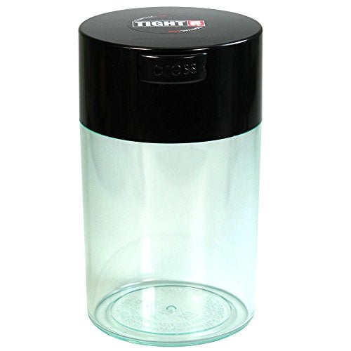 TIGHTPAC Tightvac 1 oz to 6 ounce - Patented Airtight Container | Multi-use Vacuum Container Works as Smell Proof Containers for Herbs and Dry Goods. Black Cap and Clear Body - Image 1