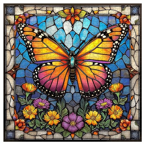 PICKFORU Butterfly Puzzles for Adults 1000 Pieces and up Stained Glass Puzzle with Butterfly Flowers PICKFORU Colorful Wall Art Puzzles as Home Decor - Image 5