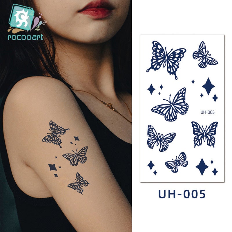 Direct Selling Juice Herbal Tattoo Waterproof Semi-Permanent Flower Arm Long-Lasting Reflective Stickers Butterfly - Image 3