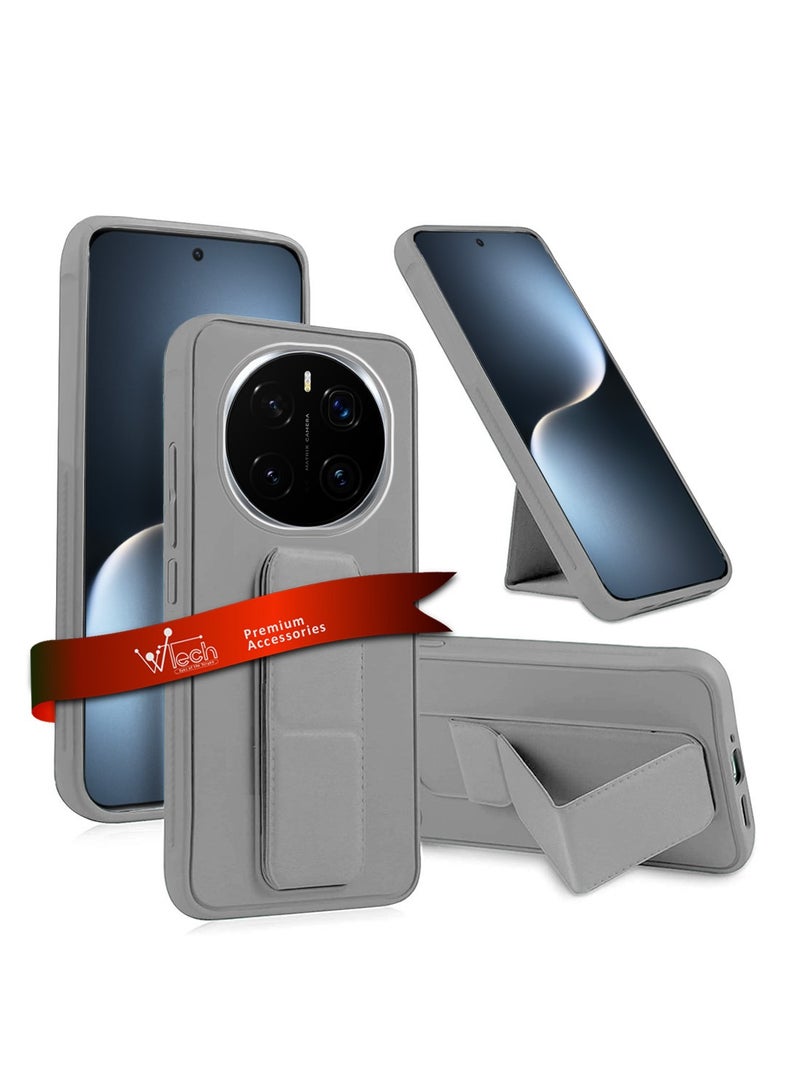 Wtech Honor Magic7 5G 2024 Hand Grip Foldable Magnetic Kickstand Wrist Strap Finger Grip With Built-In Iron Case Cover - Grey - Image 1