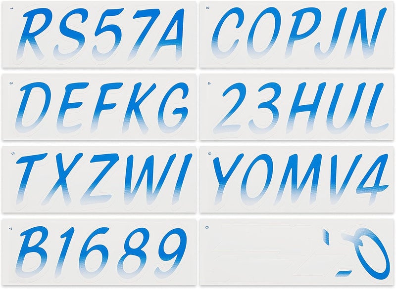 Stiffie Whipline Blue/White 3" Boat & PWC Registration Decals • Numbers Letters Stickers - Image 3