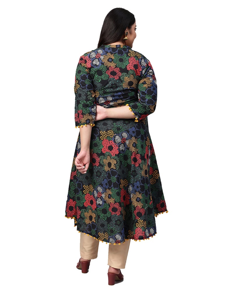 Yash Gallery Women's Plus Size Cotton Printed Regular Fit Anarkali Kurta For Women (275Yk146Multi_Multi_Xxxxx-Large) - Image 3