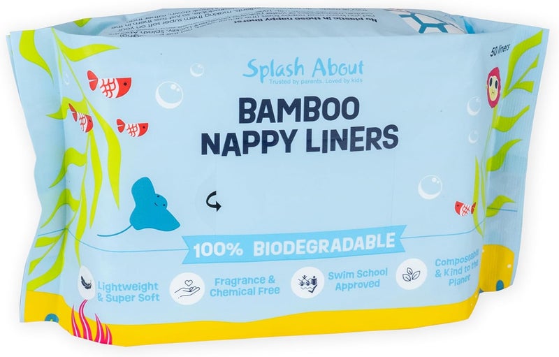 Splash About Swim Diaper Liners - Pack of 50 - One Size - White - Disposable - Image 1