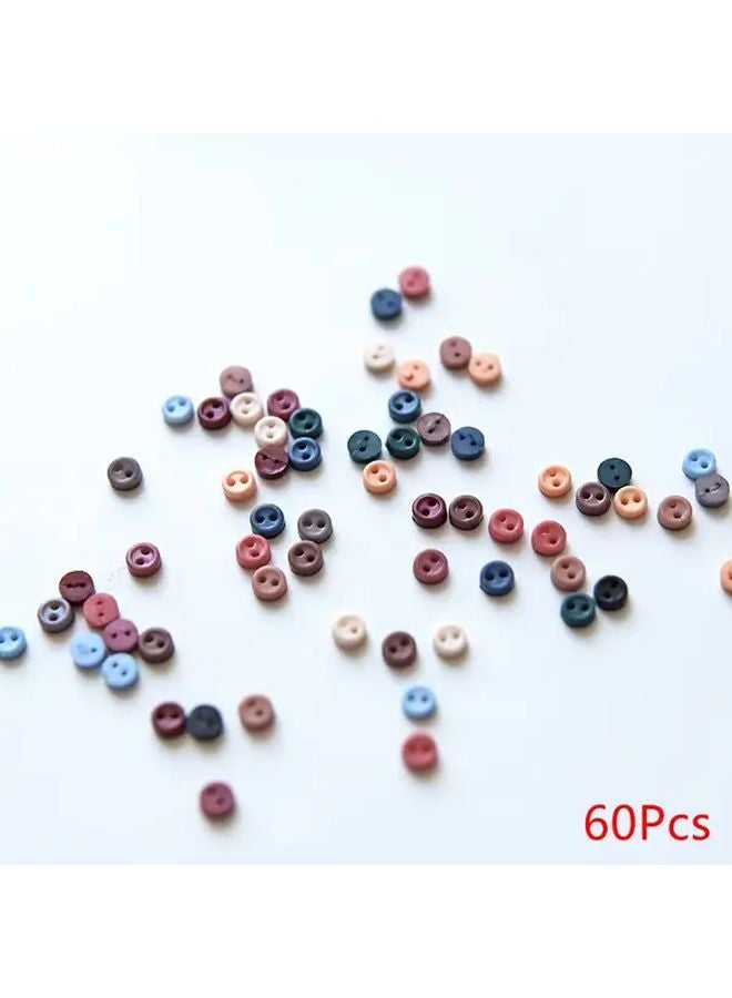 60pcs Tiny 0 3cm Round Sewing Buttons Retro Mixed Colors for Crafts Clothing - Image 1