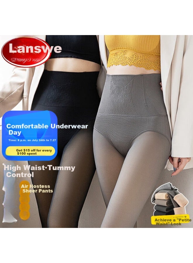LANG SHA Langsha Women's Winter Thickened Leggings High Waist Slimming Fake Flesh-colored Abdomen-lifting Hip-lifting Leggings - Image 1