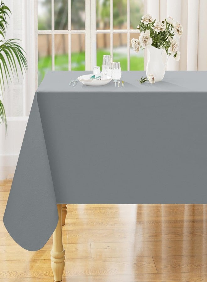 Smiry Rectangle Table Cloth 60x102 Inch, Waterproof Wipeable Vinyl Tablecloths Protector, Oil Spill Proof Plastic Table Cover for Dining, Picnic, Camping, Outdoor, Grey - Image 1