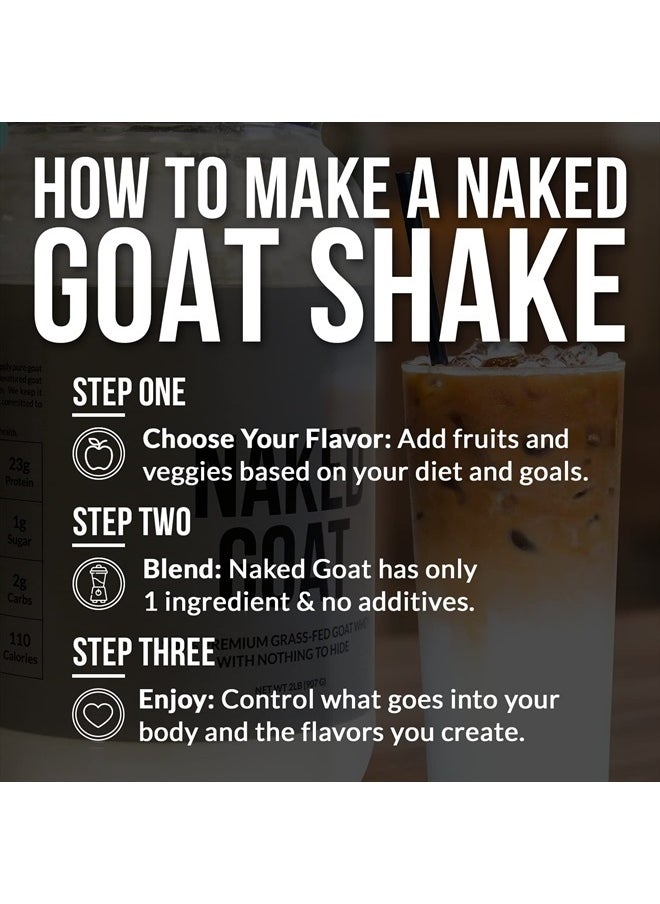 NAKED nutrition - Naked Goat - Pasture Fed Goat Whey Protein Powder from Small-Herd Wisconsin Dairies, 2Lb Bulk, GMO Free, Soy Free. Easy to Digest - All Natural - 23 Grams of Protein - 30 Servings - Image 1