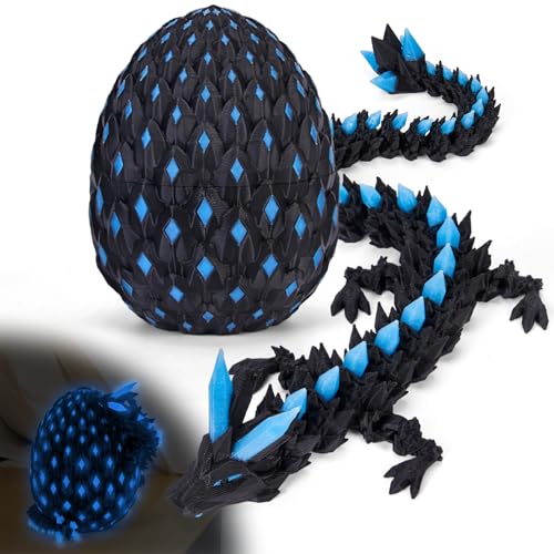 YILCER 3D Printed Dragon Eggs Glow in The Dark Prefilled Easter Eggs with Dragon Toy for Basket Stuffers 3D Printed Animals for Goodie Bag Fillers Unique Easter Basket Essentials for Kids Teens - Image 1
