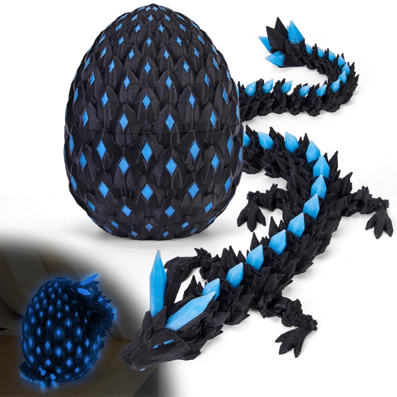 YILCER 3D Printed Dragon Eggs Glow in The Dark Prefilled Easter Eggs with Dragon Toy for Basket Stuffers 3D Printed Animals for Goodie Bag Fillers Unique Easter Basket Essentials for Kids Teens - Image 2