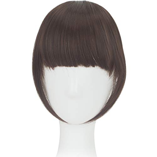 SLLIE 2PCS Clip in Bangs Hair Extensions 8" Thick Full Neat Bangs Fringe Hair Extension with Temples One Piece Clip on Front Bangs Hairpiece - Image 4