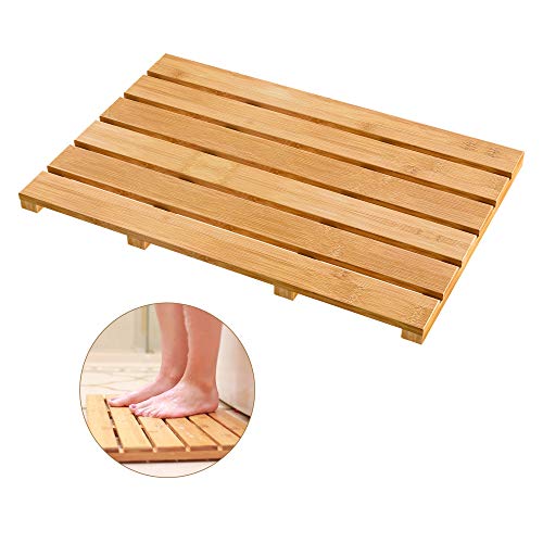 Bamfan Bath Mat for Luxury Shower - Non-Slip Bamboo Sturdy Water Proof Bathroom Carpet for Indoor or Outdoor Use - Image 1