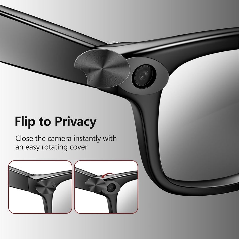 3Pcs LED Light Blocking Stickers for Ray-Ban Meta Glasses, Rotating Camera Privacy Cover Compatible with Wayfarer/Oakley/Skyler/Headliner Smart Glasses, Black - Image 4