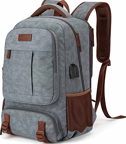 Tzowla Canvas Laptop Backpack, Bag for Men Women,Travel Work Rucksack Fits 15.6 Inch Laptop, Bookbag with USB Charging Port - Image 1