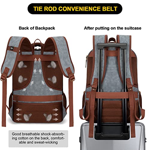 Tzowla Canvas Laptop Backpack, Bag for Men Women,Travel Work Rucksack Fits 15.6 Inch Laptop, Bookbag with USB Charging Port - Image 5