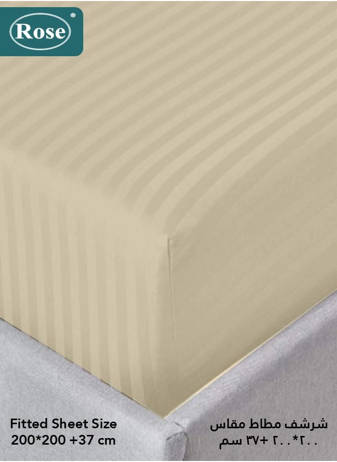 Rose ROSE Luxurious Striped Hotel Comforter, Premium Microfiber, Set of 6 pieces, Soft Lightweight, King size 260x240 cm, Beige  - Image 4