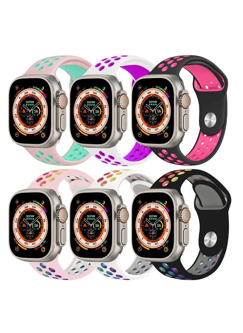 CATANES - 6 Pack For Apple Watch 49mm 45mm 44mm 42mm Silicone Sport Band Nike Strap Compatible With iWatch Series Ultra/8/7/SE/6/5/4/3/2/1 - Image 1