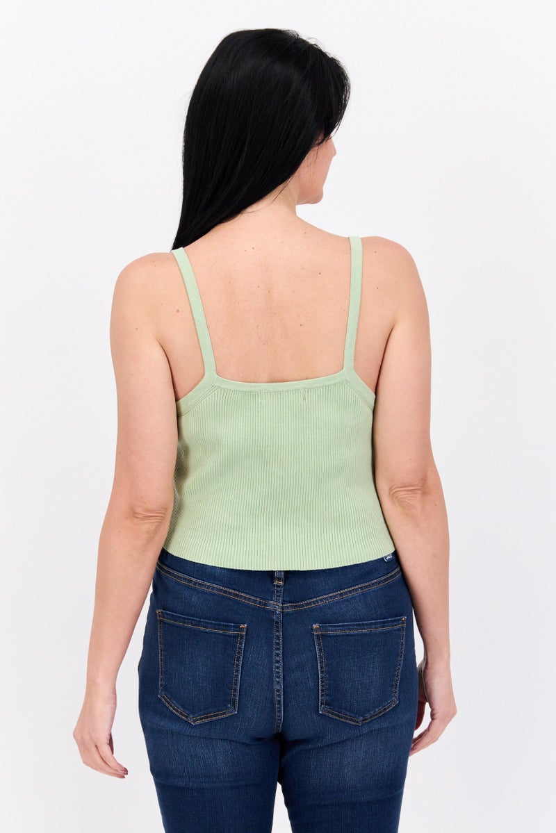 Missguided Women Square Neck Sleeveless Textured Crop Top, Mint Green - Image 2