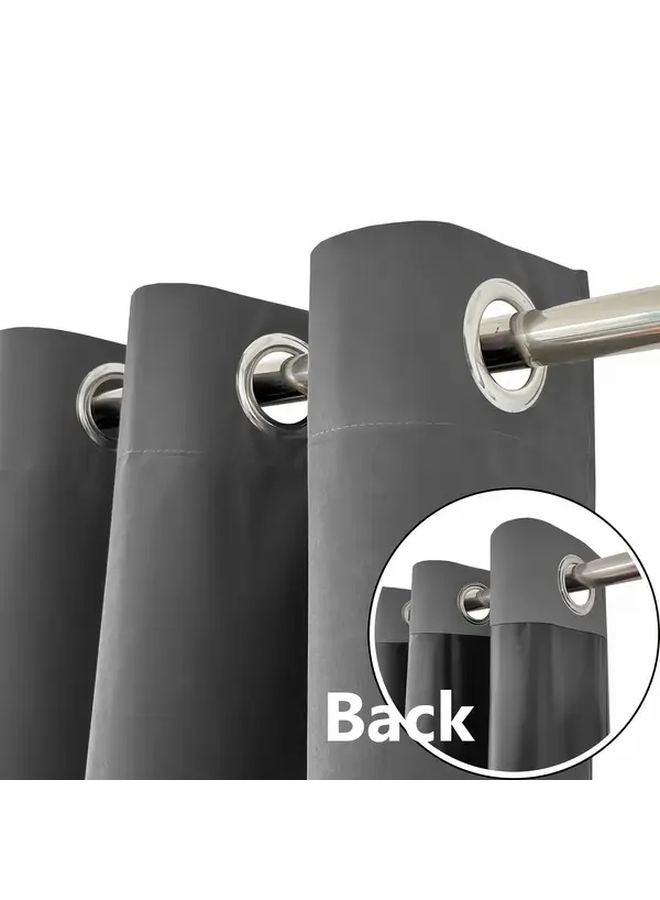 Silvery Blackout Curtains 52x108 Inches Full Blackout Window Treatment With Iron Rings - Image 3