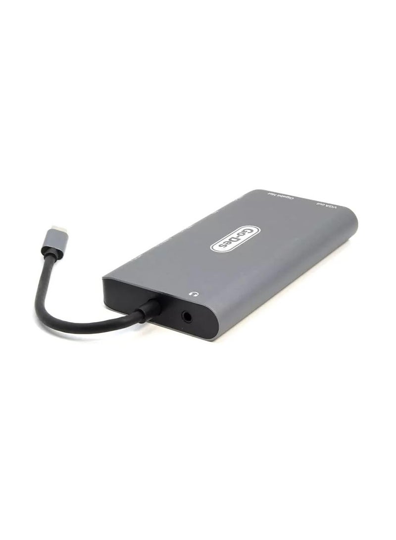 GO-DES USB-C Hub Adapter 9-in-1 Multiport Adapter with HDMI, USB 3.0, and Power Delivery for Laptops and Tablets(GD-8792) - Image 2