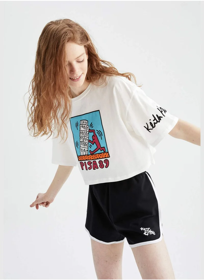ديفاكتو Regular Fit Minimal Print Mini Short