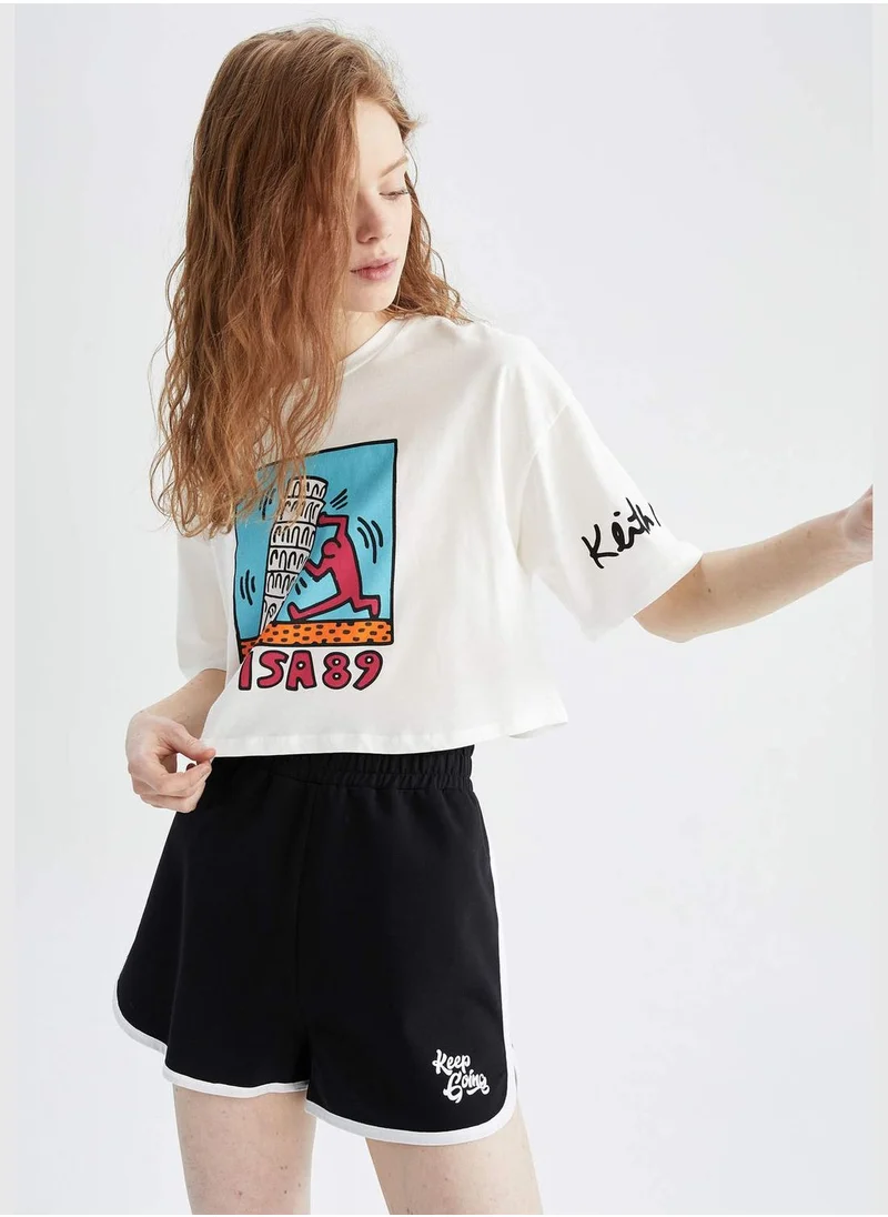 ديفاكتو Regular Fit Minimal Print Mini Short