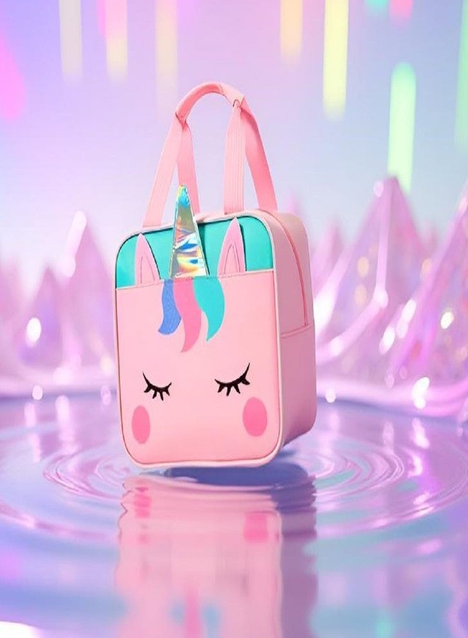 CoolKraft Lunch Box Bag for School Kids, Girls, Boys, Animal 3D Design Bag, Organize Store Hot & Cold Insulated Portable Tiffin Bag 23 x 19 x 10 cm (Unicorn Silver Pink) - Image 5
