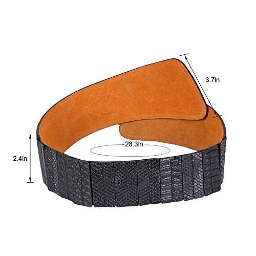 JasGood Women's Fashion Snake Pattern Wide Elastic Stretch Adjustable Waist Cinch Belt Waistband Black Suit Waist 29-32 Inch - Image 5