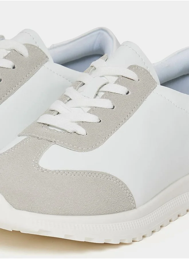 ستايلي Contrast Panel Lace Up Sneakers