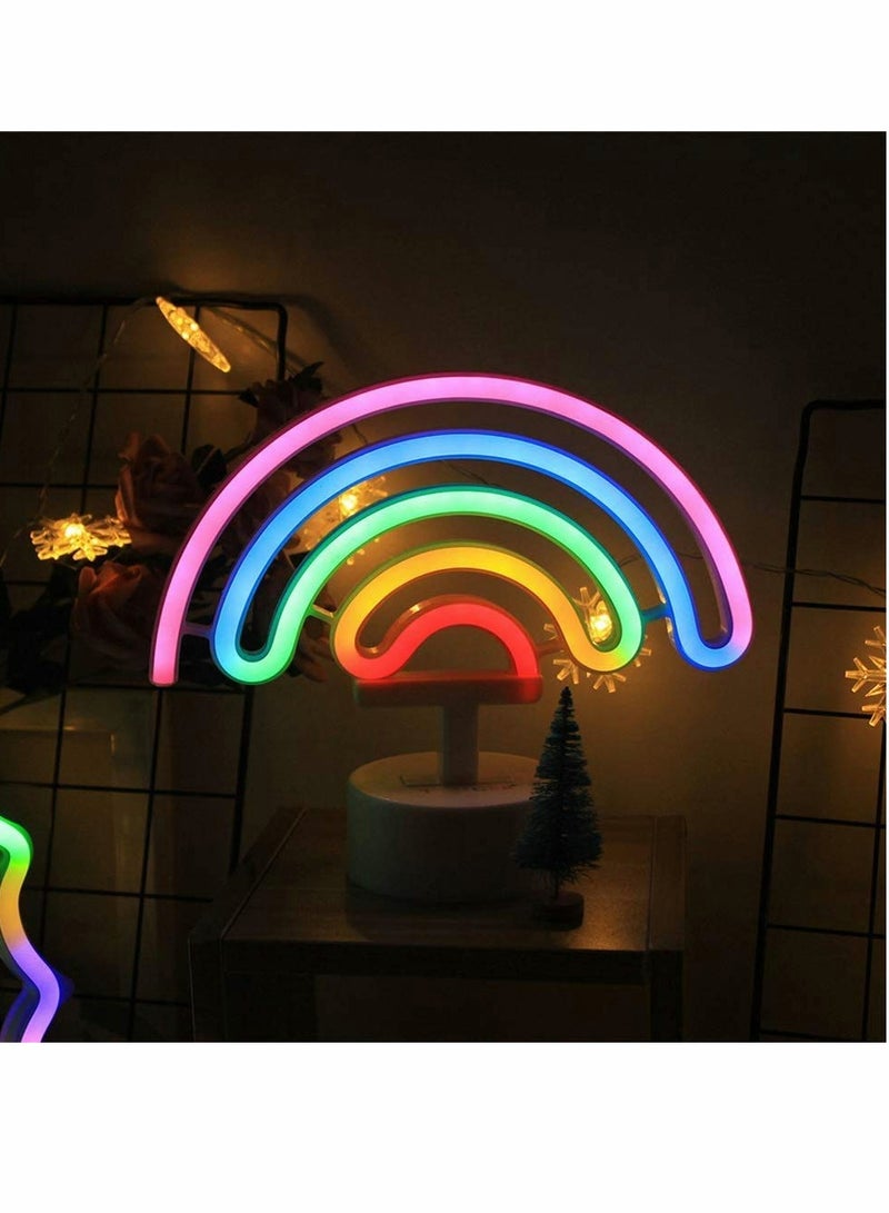 KASTWAVE Neon Rainbow Light, LED Cute Colorful Decoration Night Lights Indoor Wall Base Battery Powered for Kids Nursery Living Room Festive Wedding Birthday Party Beach Anniversary Valentine Gift - Image 2