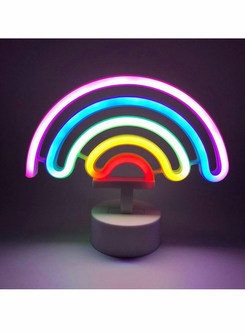 KASTWAVE Neon Rainbow Light, LED Cute Colorful Decoration Night Lights Indoor Wall Base Battery Powered for Kids Nursery Living Room Festive Wedding Birthday Party Beach Anniversary Valentine Gift - Image 4