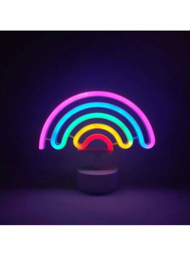 KASTWAVE Neon Rainbow Light, LED Cute Colorful Decoration Night Lights Indoor Wall Base Battery Powered for Kids Nursery Living Room Festive Wedding Birthday Party Beach Anniversary Valentine Gift - Image 1