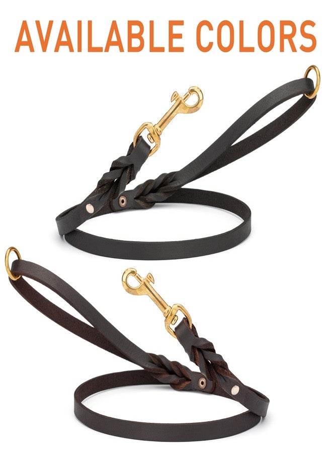 فايبر طوق تدريب للكلاب من الجلد من فايبر، طوله 6 أقدام، مزود بأجزاء معدنية نحاسية، طوق جلدي للكلاب من السلالات الكبيرة والمتوسطة والصغيرة (عرض 3/4 بوصة - طول 6 أقدام، لون بني نحاسي). - Image 3