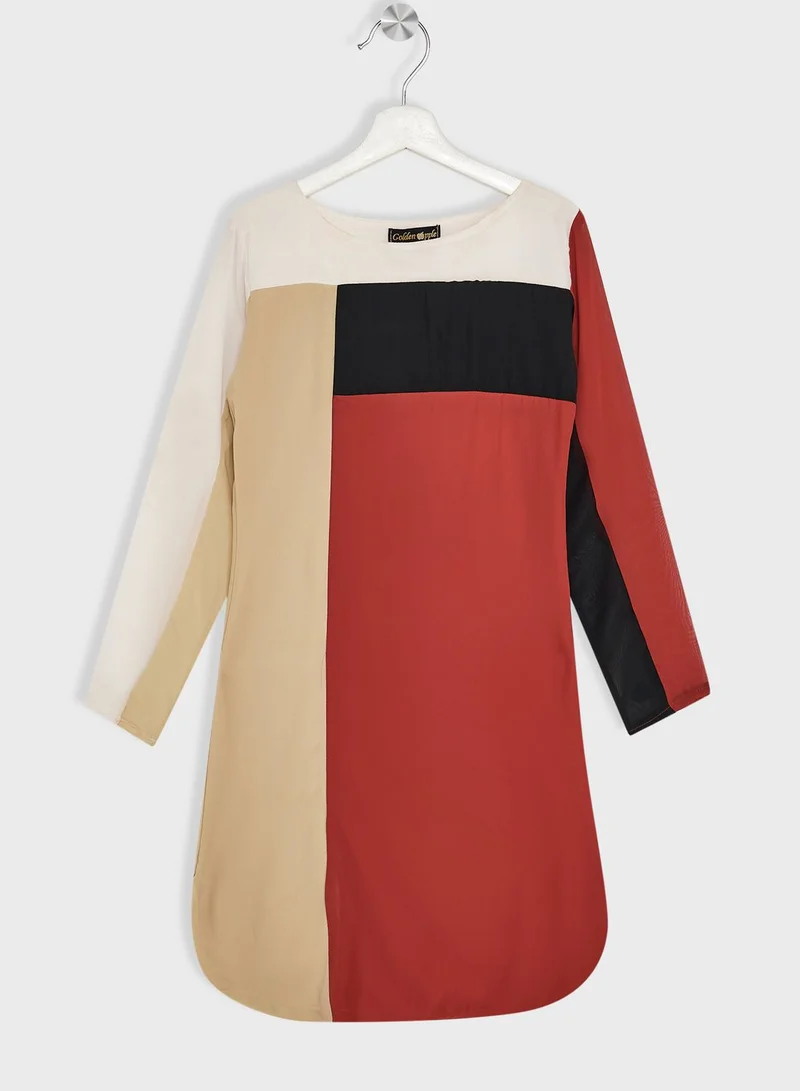 Golden Apple Color Block Dress